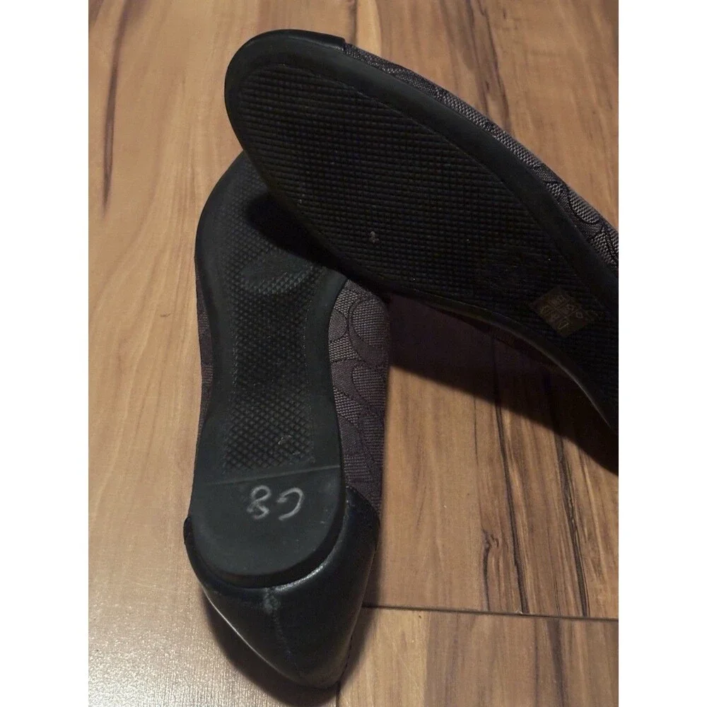 Coach Chelsea Signature Canvas Ballet Flats Size 8.5 Women's Black Leather Toe